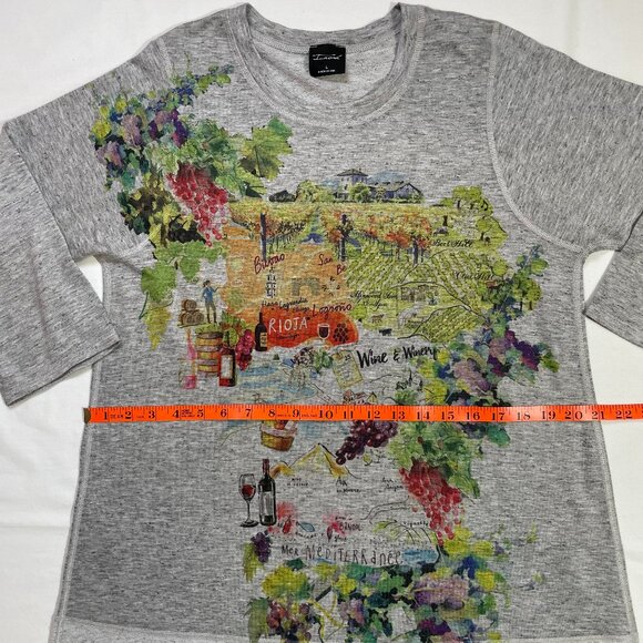 Inoah Winery Graphic Round Neck Jersey Tunic Elbow Sleeves Size L - Picture 7 of 13